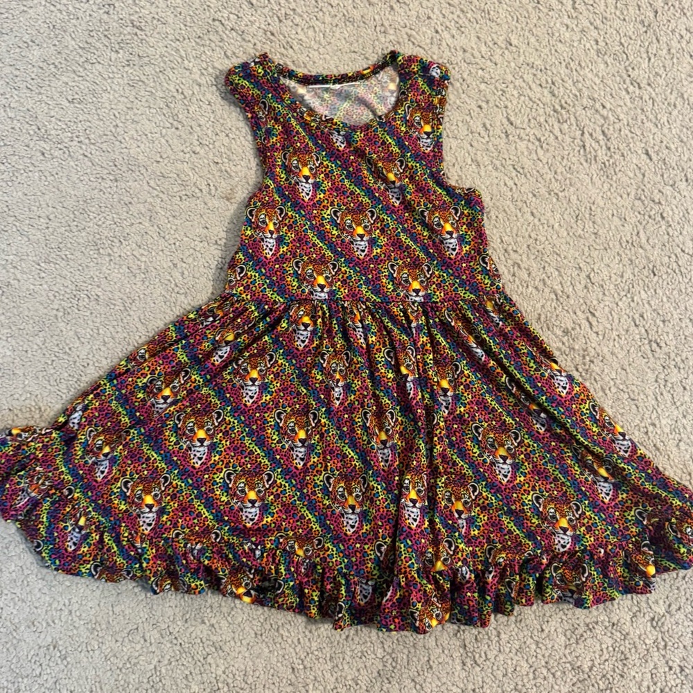 3/4T Poshpeanut Lisa Frank rainbow leopard dress